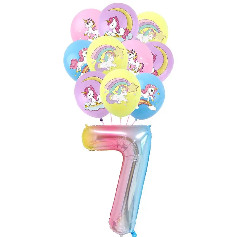 Unicorn Decoration For Birthday Girl Happy Birthday Unicorn Them Deco Kit Tableware Background Banner Balloons Supplies For Kids