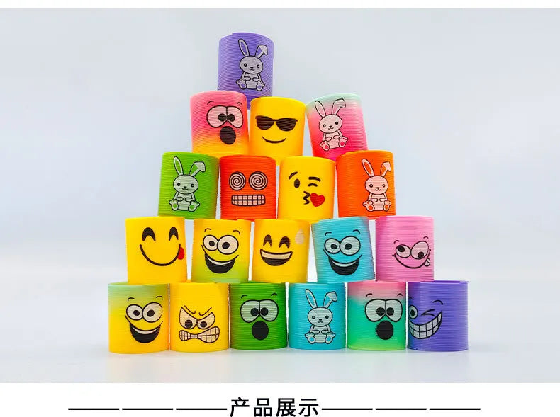 12Pcs Neon Rainbow Plastic Smile Magic Spring Toys for Children Birthday Party Favors Piñata Fillers Carnival Prizes Goodie Bag