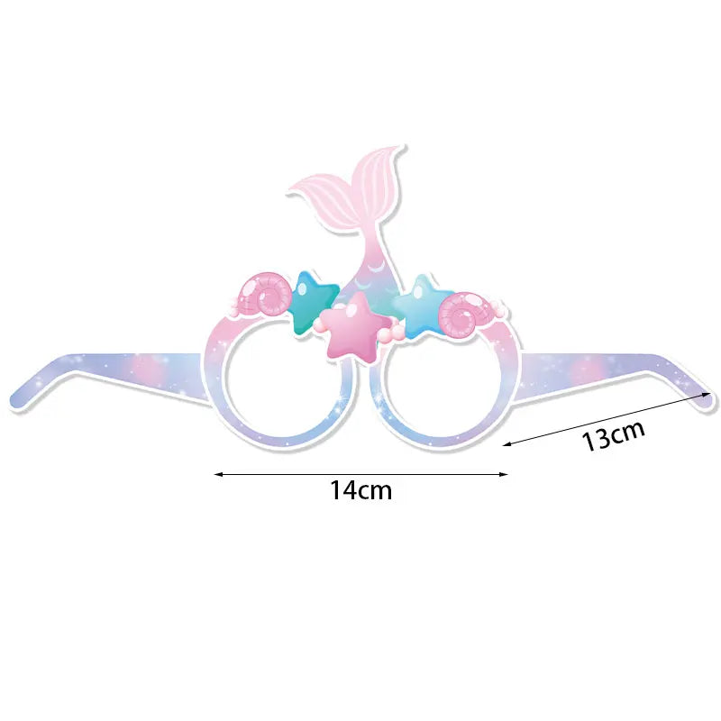 12pcs Mermaid Party Decoration Mermaid Themed Paper Eyeglasses Summer Beach Photo Booth Props for girl Birthday Party Dress Up
