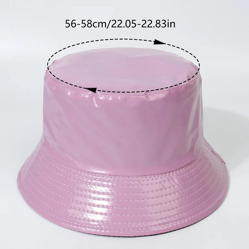 2023 Fashion Bucket Hat Women Girls Leather Solid Panama Caps Men Hiking Hat Fishing Cap Foldable Hip-Hop Street Waterproof Hat