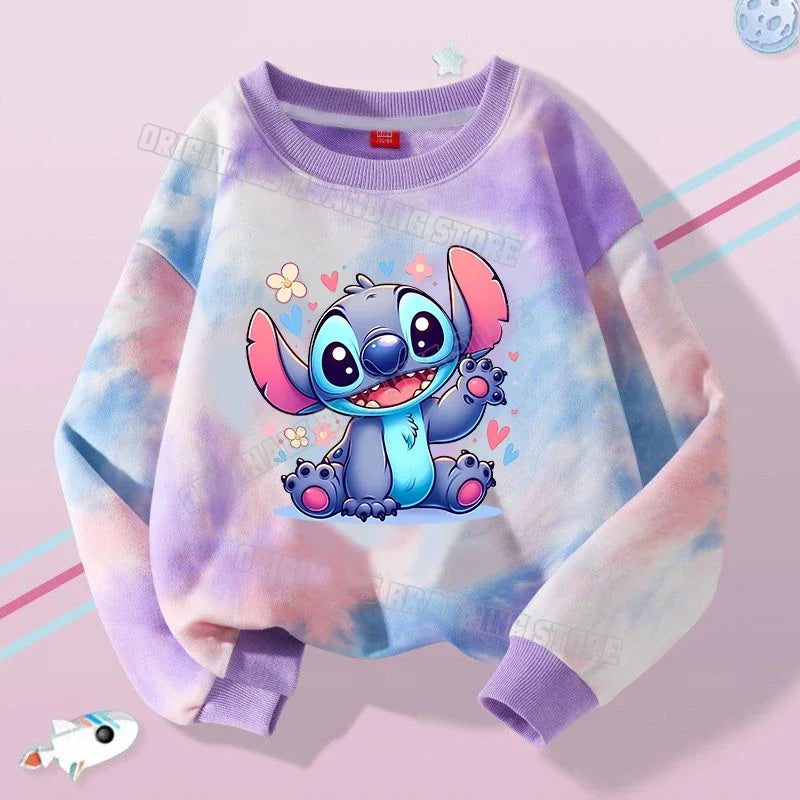 Stitch Tops Sweaters Children Baby Long Sleeve Casual Clothes Boy Girl Sweatshirt Kids Clothing Fall Hood Sweat Shirts Clothes