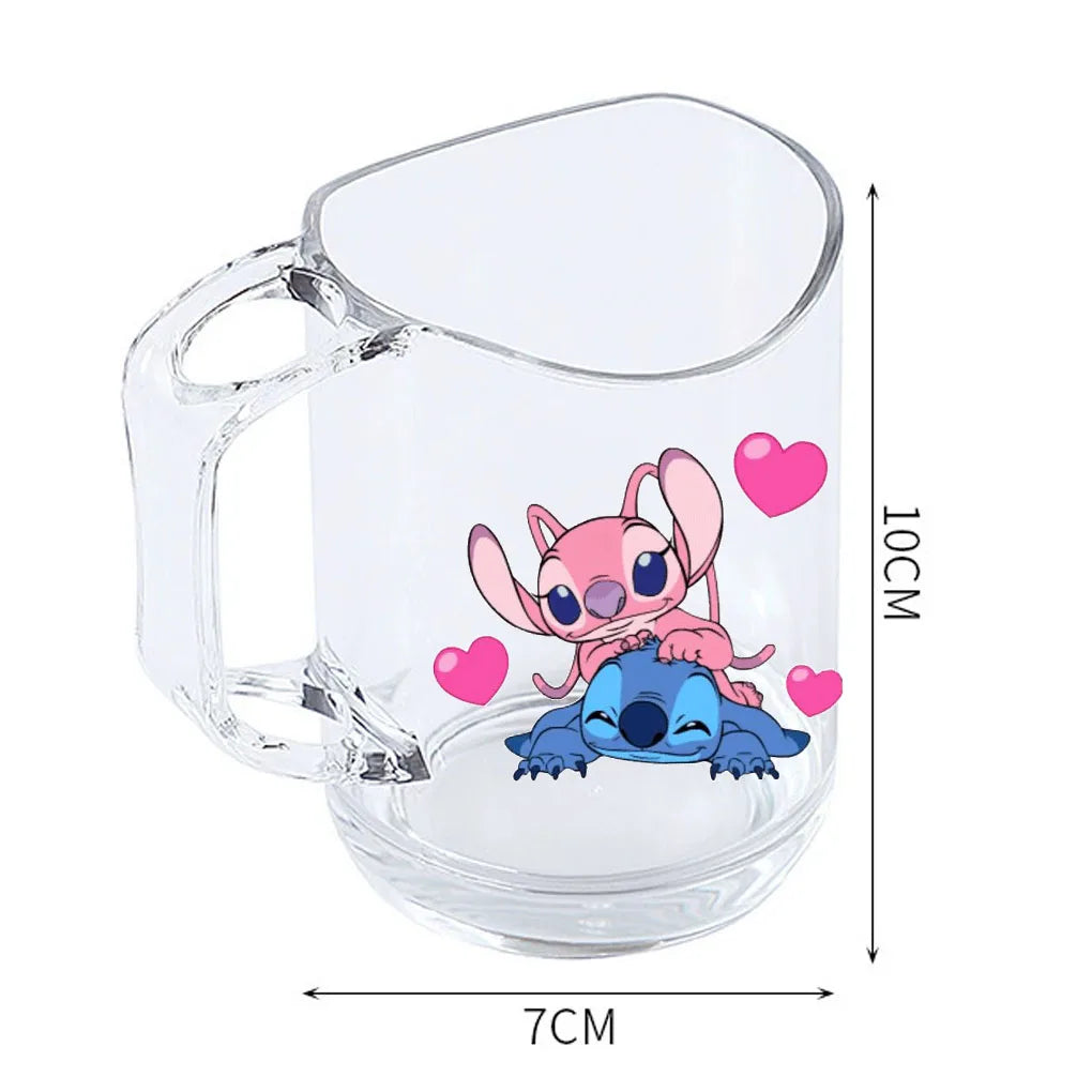 Stitch Lilo and Stitch animation peripheral cartoon printed transparent resin mouthwash and toothbrush cup anti-fall water cup