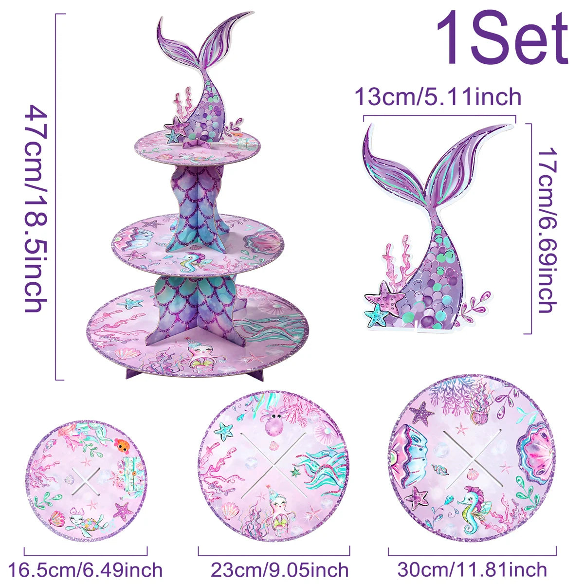 Little Mermaid Party Decoration Mermaid Disposable Tableware Happy 1st Birthday Party Decorations Kids Baby Shower Girl Supplies