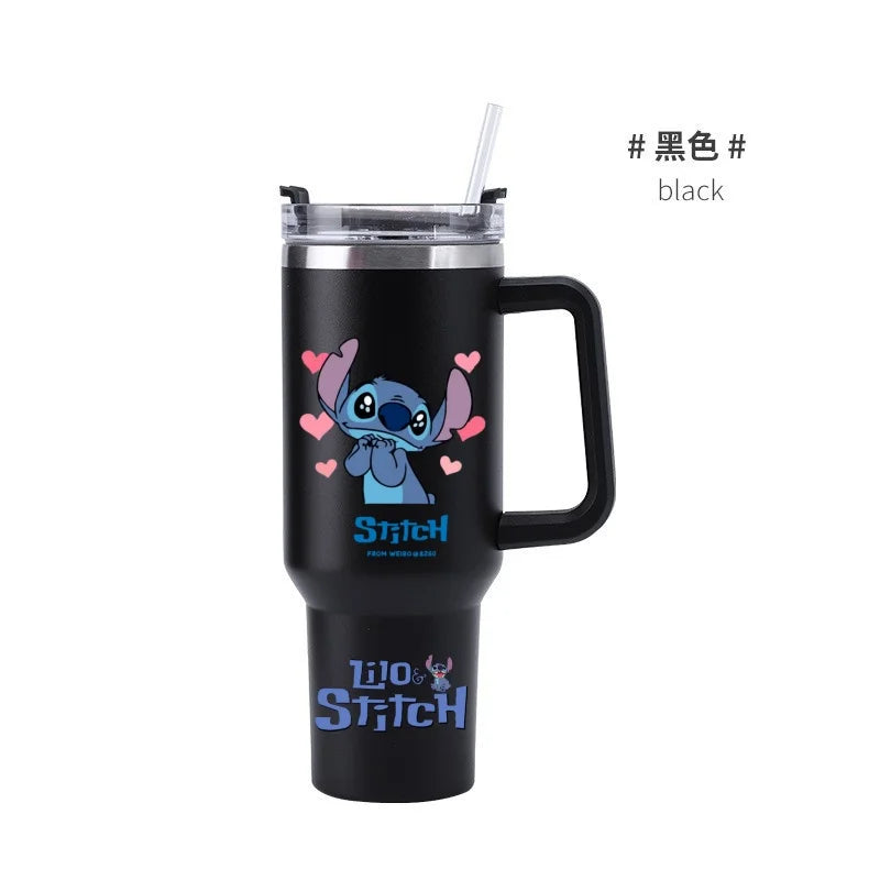 Thermal Coffee Lilo & Stitch Cups with Straw Stainless Steel Vacuum Insulated Tumbler 40oz Thermal Iced Travel Cup for Outdoor