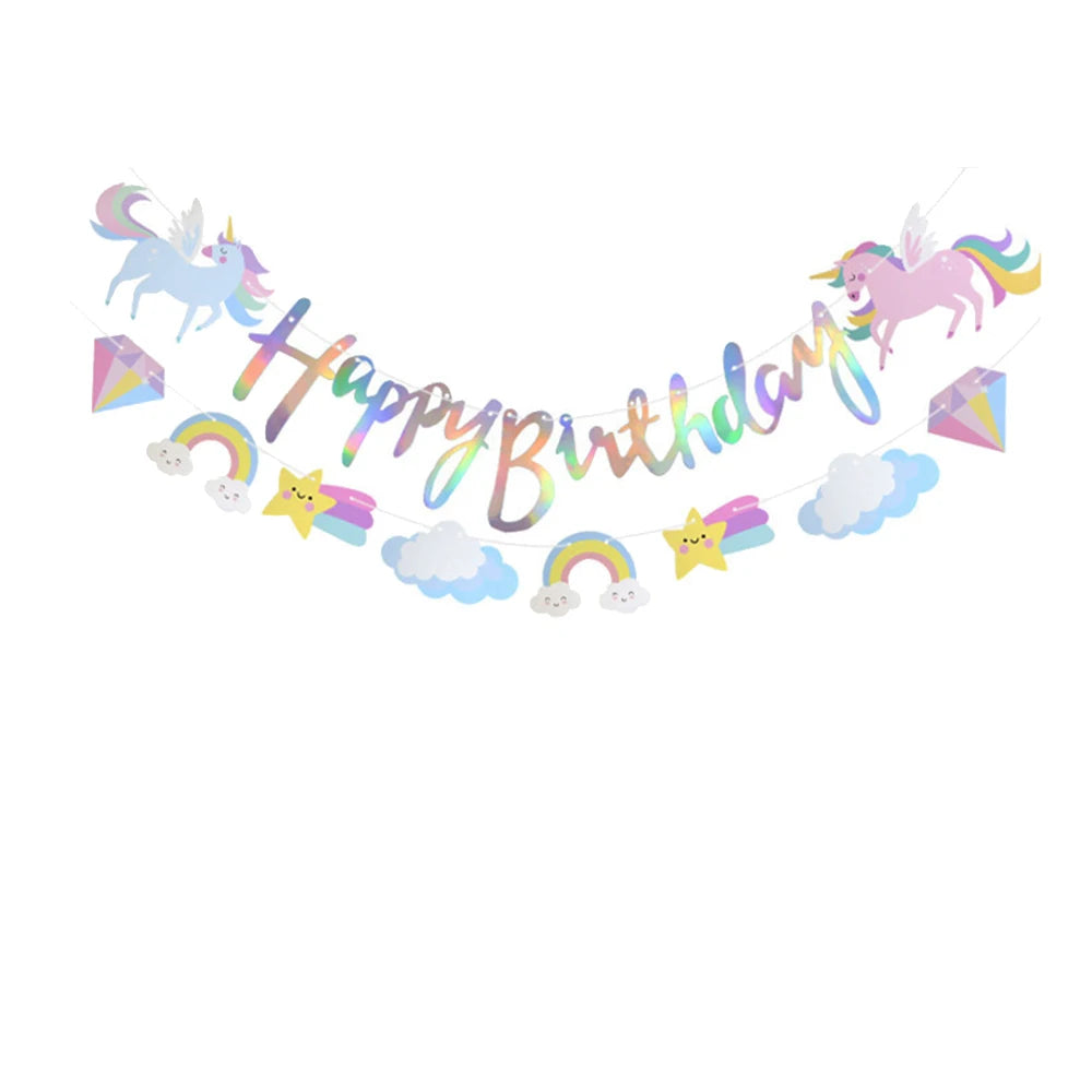Unicorn Party Banner Garland standing Unicorn Balloon Kids girls Birthday Decoration Banner Baby Shower Unicorn party decoration