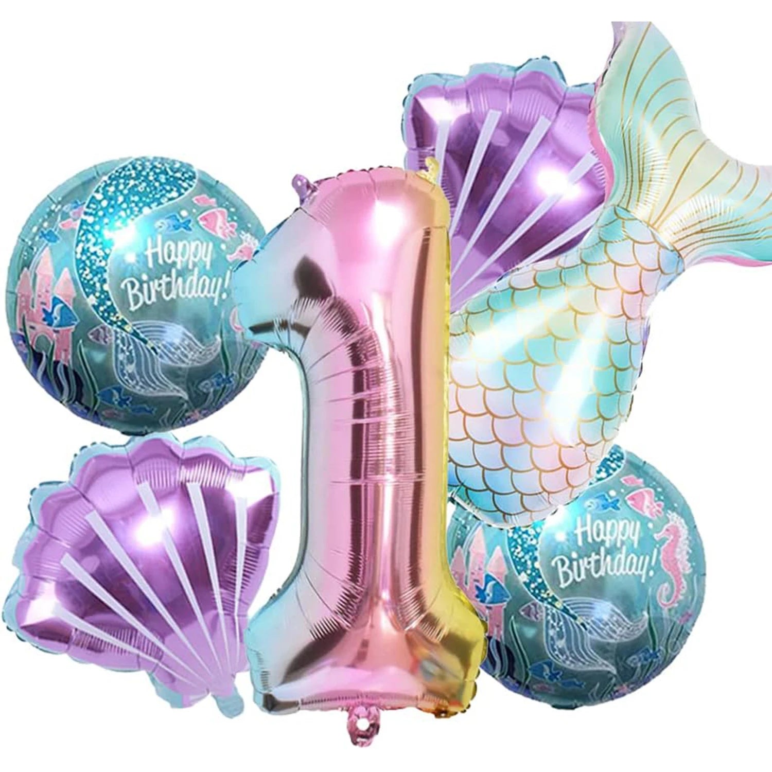 Mermaid Balloon 32 inch Digital Aluminum Foil Balloon Children's Birthday Party Decoration Baby Shower Decoration