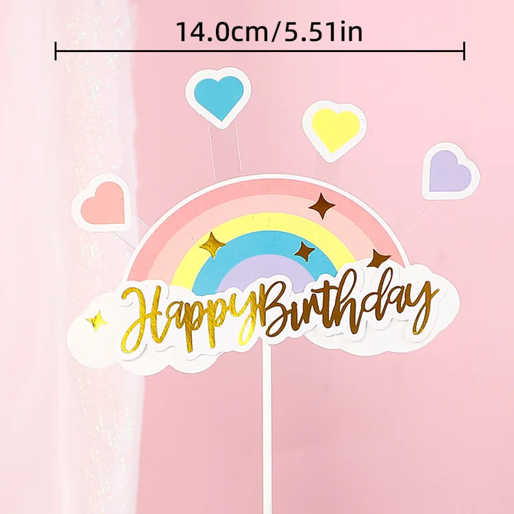 Unicorn Theme Cake Topper Happy Birthday Rainbow Stars Girl Birthday Baby Shower Party  Cake Decoration for Girl's 16th Birthday