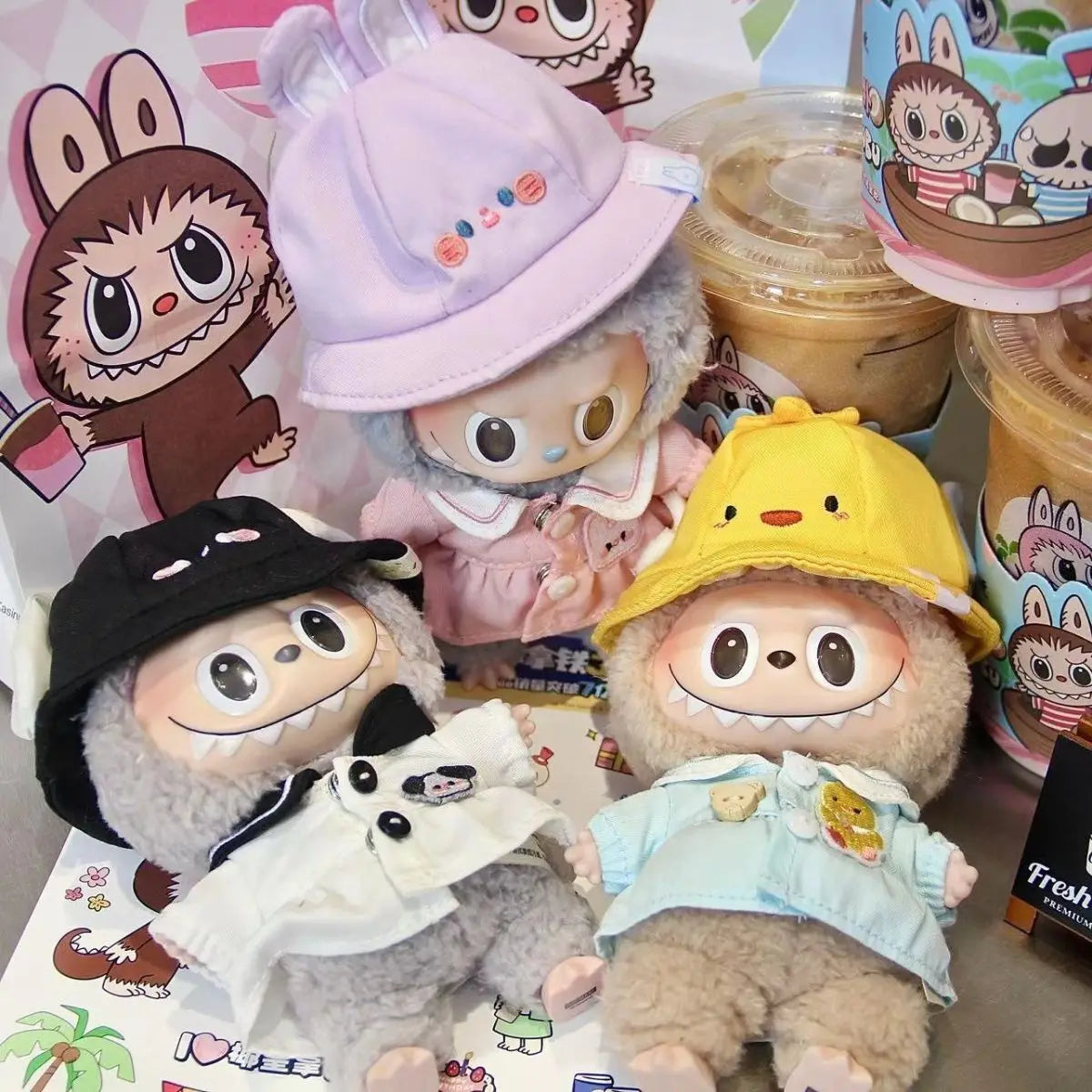 Only Skirt Hat 17cm Labubu Cute Mini Plush Doll'S Clothes Outfit Accessories Clothing Diy Kid Gift Kawaii Doll Clothes Girl Toys