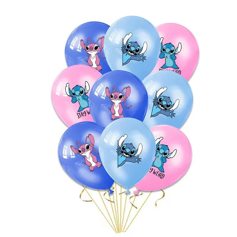 New Lilo&Stitch Birthday Party Supplies Baby Shower Girl's Favorite Digital Cartoon Balloon Set Backdrop Holiday DIY Decoration