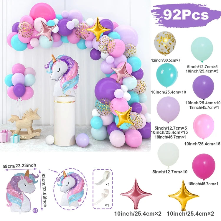 Unicorn Star Color Balloon Garland Arch Kit Rainbow Wedding Birthday Party Decor Kids Baby Shower Birthday Latex Balloons