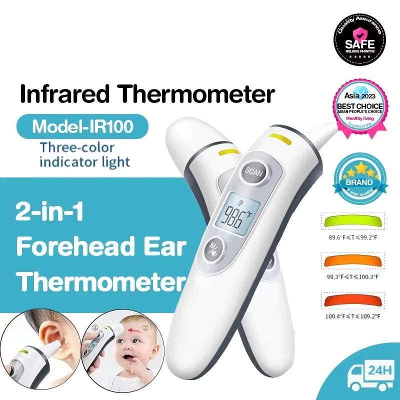 Forehead Thermometer for Adults Baby and Kids Digital Infrared Thermometer Non-Contact Thermometer with LCD Screen Fever Alert