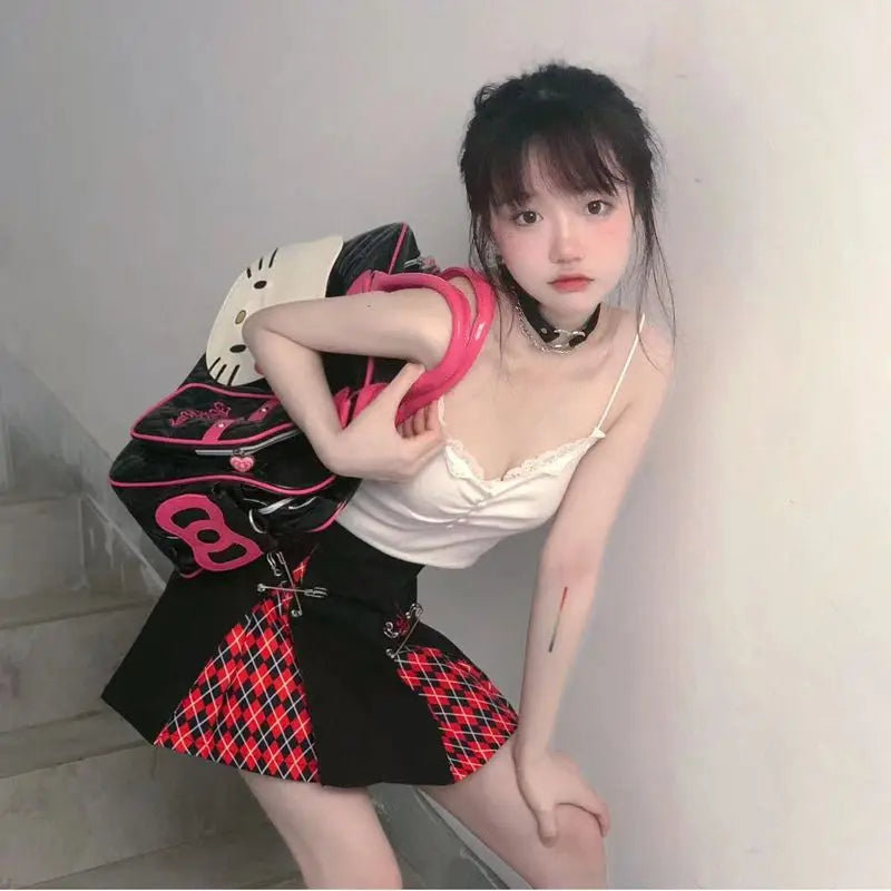 Hello Kitty Handbag Sanrio Travel Satchel Anime Kit Bag Sweetheart Hottie Y2K Girl Crossbody Pu High Capacity Bag Wholesale