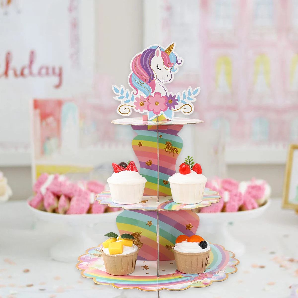 Rainbow Unicorn Disposable Tableware Happy 1st Birthday Party Decorations Kids Favors Gifts Unicorn Baby Shower Girls Supplies