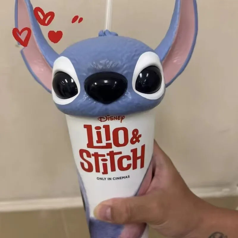 Stitch (626) Themed Tumbler Cup With Straw & Popcorn Bucket – Cute Cartoon Drinkware & Snack Container Set