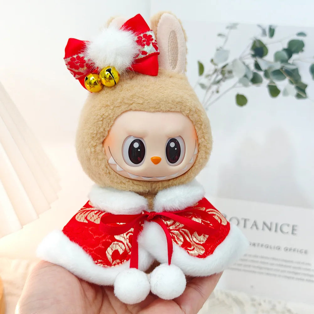 17cm Mini Plush Doll'S Clothes Outfit Accessories For Labubu V1 V2 Christmas Cookie Man Sweater Hat Clothing New Year Gift