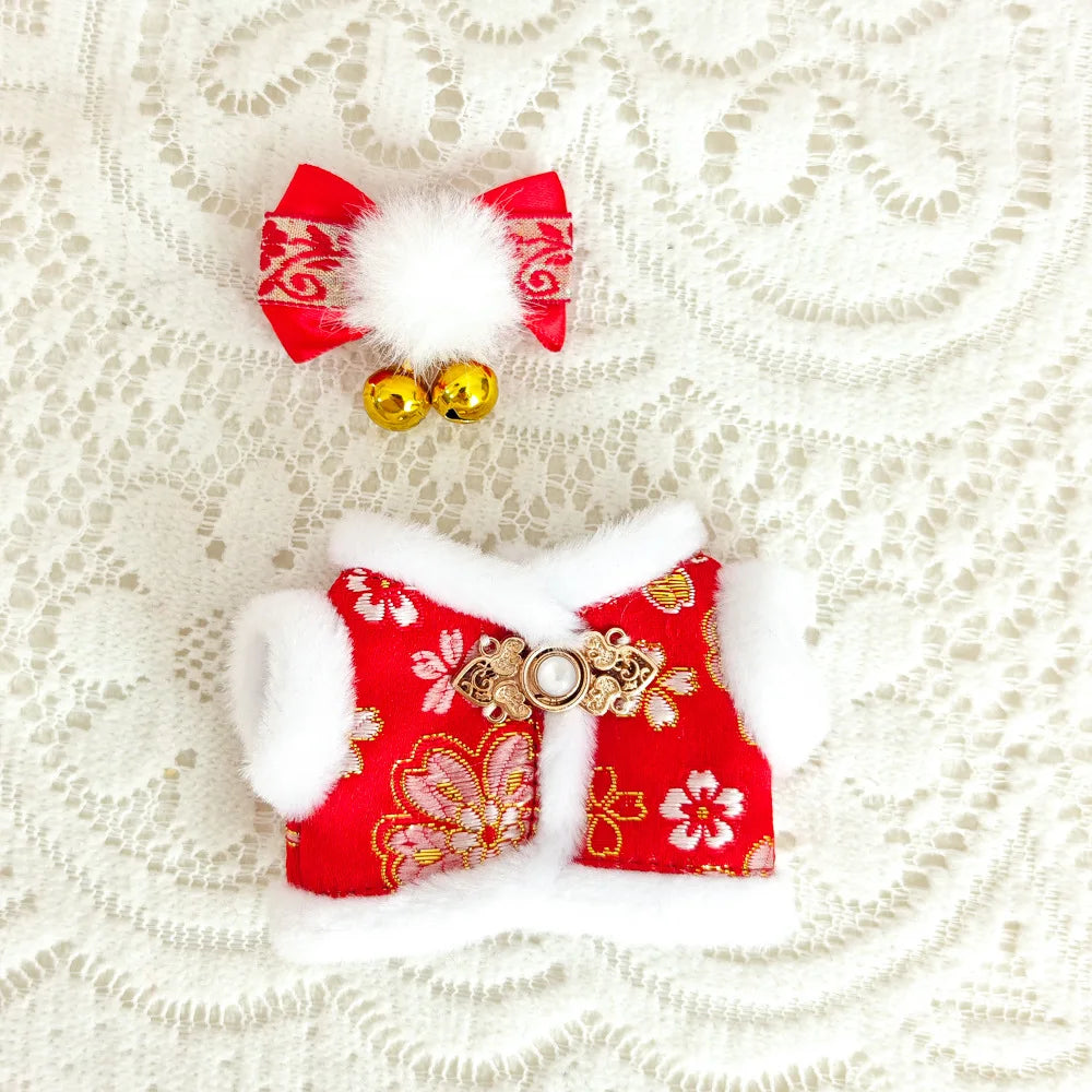 17cm Mini Plush Doll'S Clothes Outfit Accessories For Labubu V1 V2 Christmas Cookie Man Sweater Hat Clothing New Year Gift