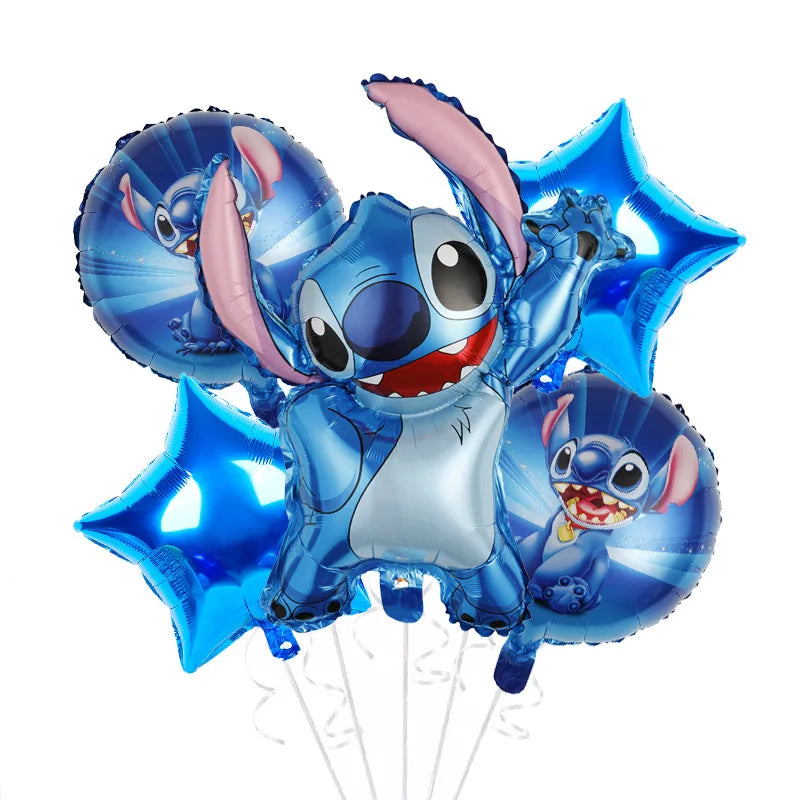 Stitch Birthday Party Decoration Pink Angel&Stitch Theme Event Supplies For Kids Balloon Disposable Tableware Banner Backdrop