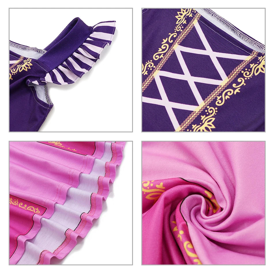 Elsa Anna Dress for Girl Birthday Party Cosplay Rapunzel Mermaid Ariel Cinderella Princess Costume Kid Summer Casual Clothes