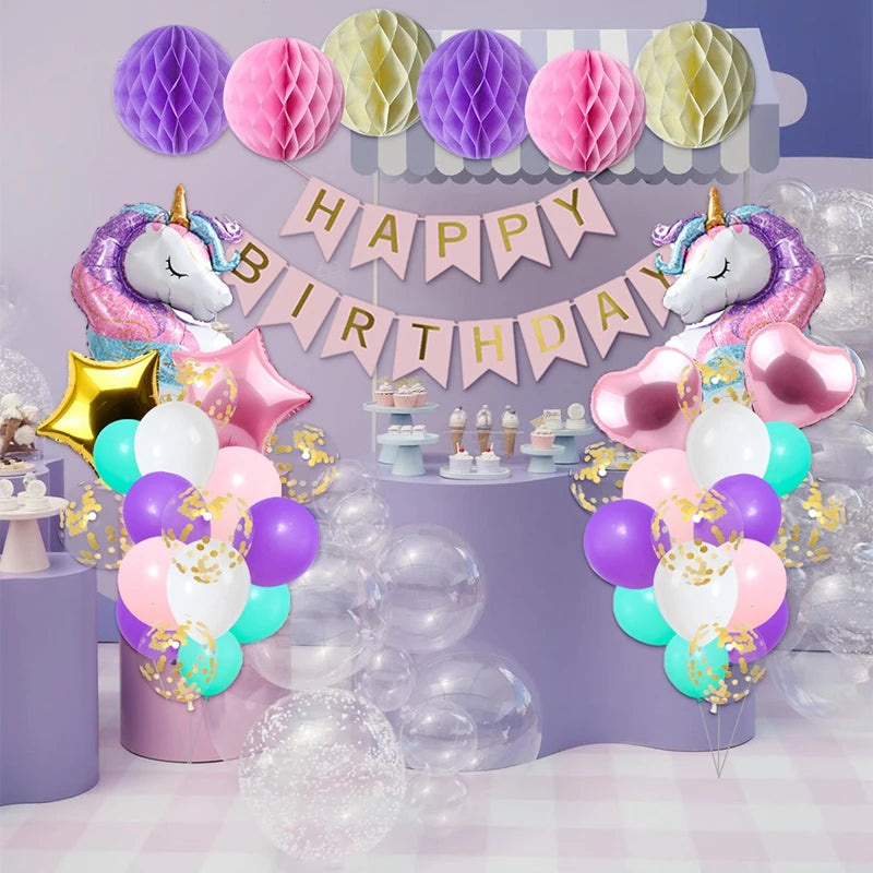 Unicorn Star Color Balloon Garland Arch Kit Rainbow Wedding Birthday Party Decor Kids Baby Shower Birthday Latex Balloons
