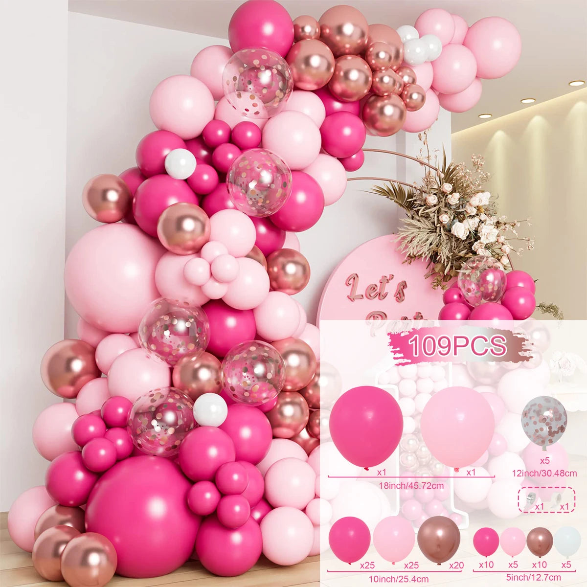 Pink Gold Balloon Garland Arch Kit Birthday Party Decor Kids Girl Wedding Birthday Party Baloon Supplies Baby Shower Latex Balon