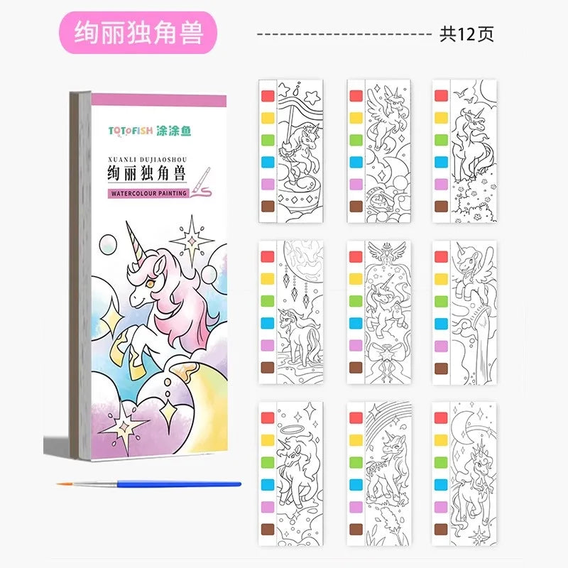 Children Coloring Books Arts Beginners Water Colour Paiting Note With Pigment Kindergarten Handicraft DIY Drawing Book Kid Gift