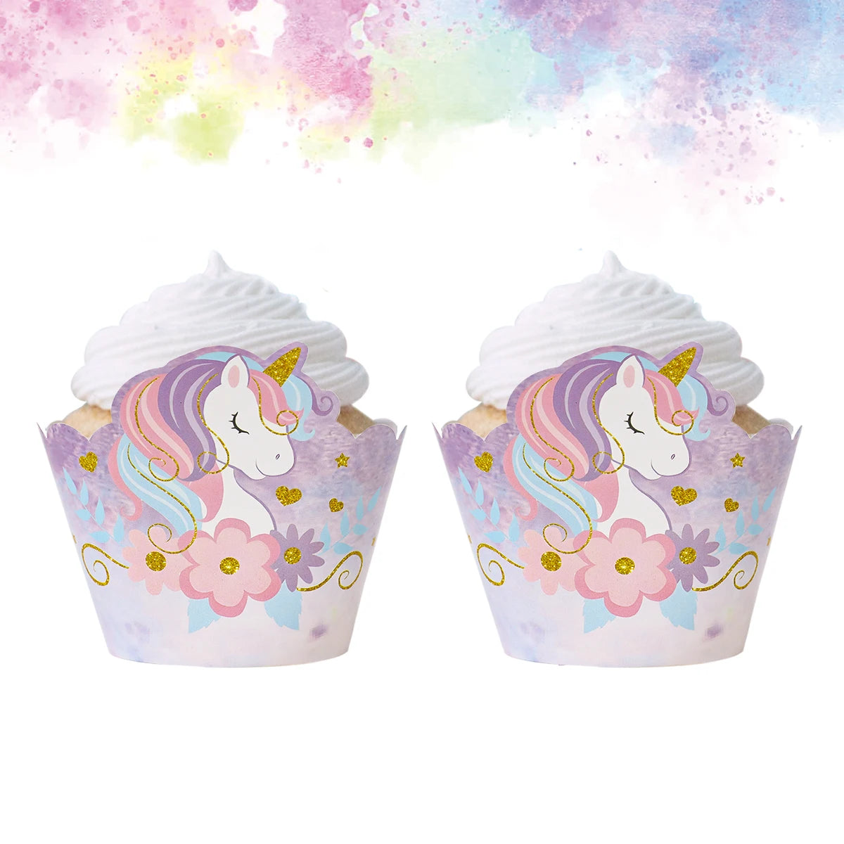 6pcs Rainbow Unicorn Cupcake Wrappers Cake Container Unicorn Birthday Party Cake Decorations Baby Shower Unicorn Party Supplies
