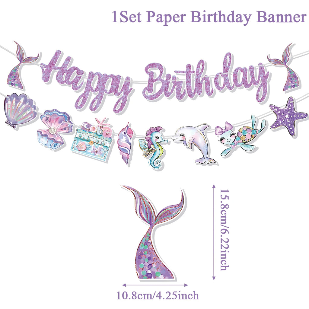 Mermaid Party Disposable Tableware Paper Plate Mermaid Birthday Party Decoration Girl Under the Sea Party Decoration Baby Shower
