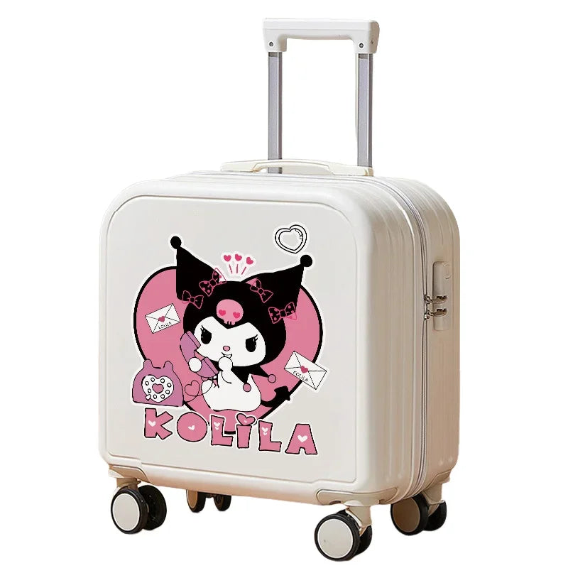 Sanrios Student Travel Cartoon 18 Inches Suitcase Cinnamoroll Girl Carry-On Suitcase Mute Universal Wheel Safety Password Lock