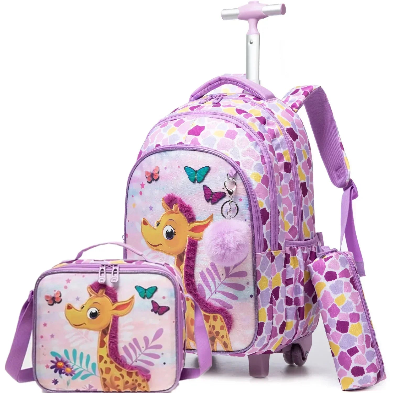 Children's School Backpack with Wheels Kids Wheeled School Bag Teenagers Bag Girls Canvas Backpack Travel Luggage Trolley Bags