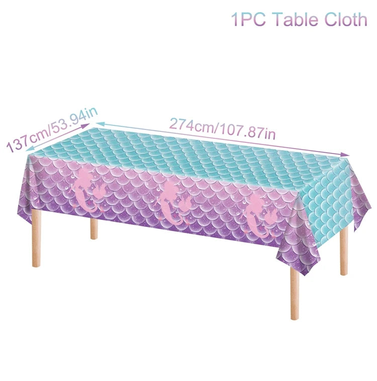 Mermaid Party Disposable Tableware Banner Mermaid Birthday Party Decorations Girl Under the Sea Party Decoration Baby Shower