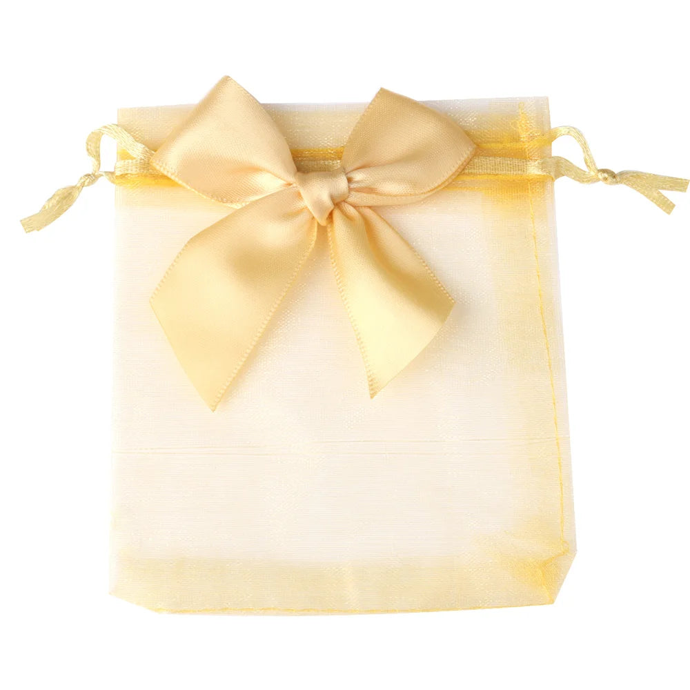 10/20/50pcs/lot New Organza Gift Bag Bowknot Christmas Party Wedding Candy Bags Exquisite Jewelry Packing Drawstring Pouch