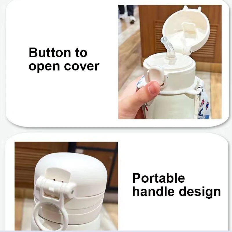 450ml Stitch Thermal Cup Portable Large Capacity Outdoor Sports Water Bottle Drinking Vacuum Cup 304 Stainless Water Bottle