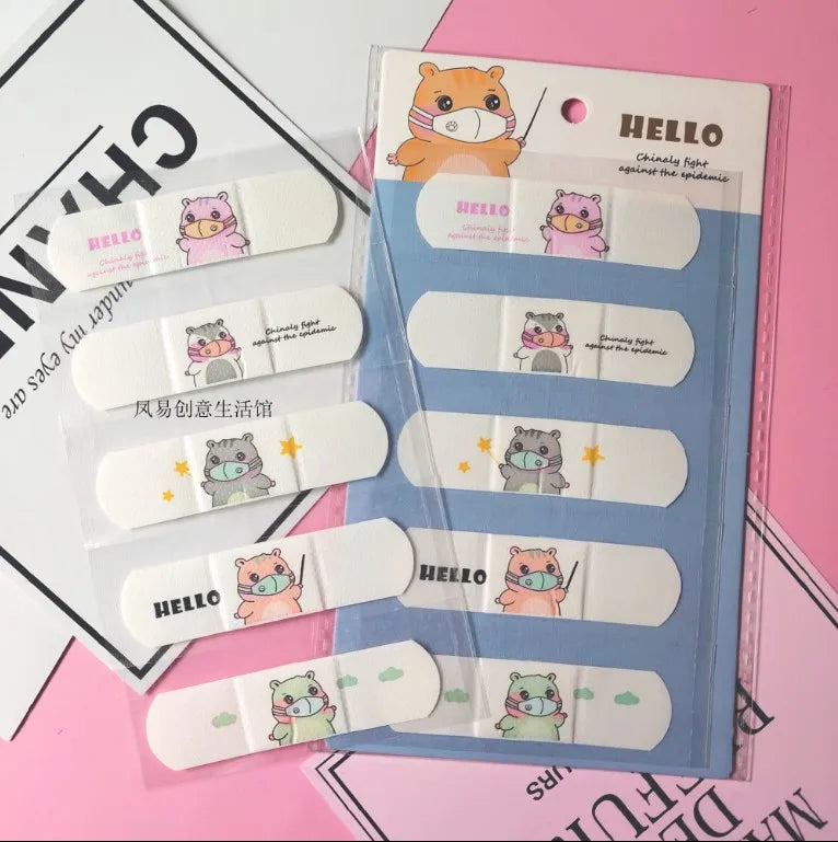 5pcs Cute Cartoon Waterproof Breathable Bandages for Girls Anti Blister Ins Style Adhesive Wound Care Plasters Baby Bandage