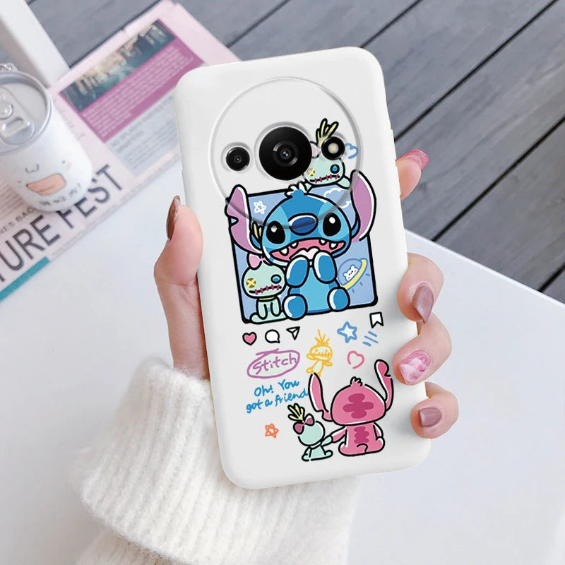 For Redmi A3 Phone Case Soft Silicone Shockproof Super cute Stitch Love?Cover For Xiaomi Redmi A3 Shell RedmiA3 A 3 Bumper Shell