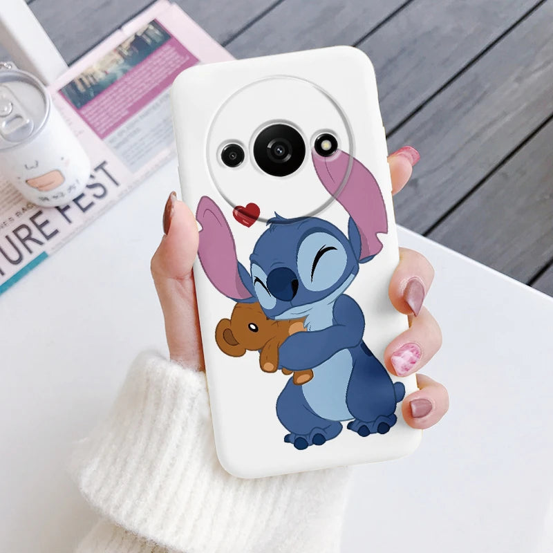 For Redmi A3 Phone Case Soft Silicone Shockproof Super cute Stitch Love?Cover For Xiaomi Redmi A3 Shell RedmiA3 A 3 Bumper Shell