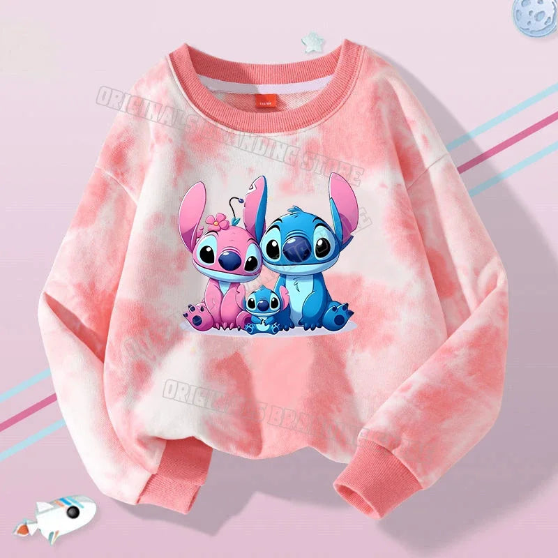 Stitch Tops Sweaters Children Baby Long Sleeve Casual Clothes Boy Girl Sweatshirt Kids Clothing Fall Hood Sweat Shirts Clothes