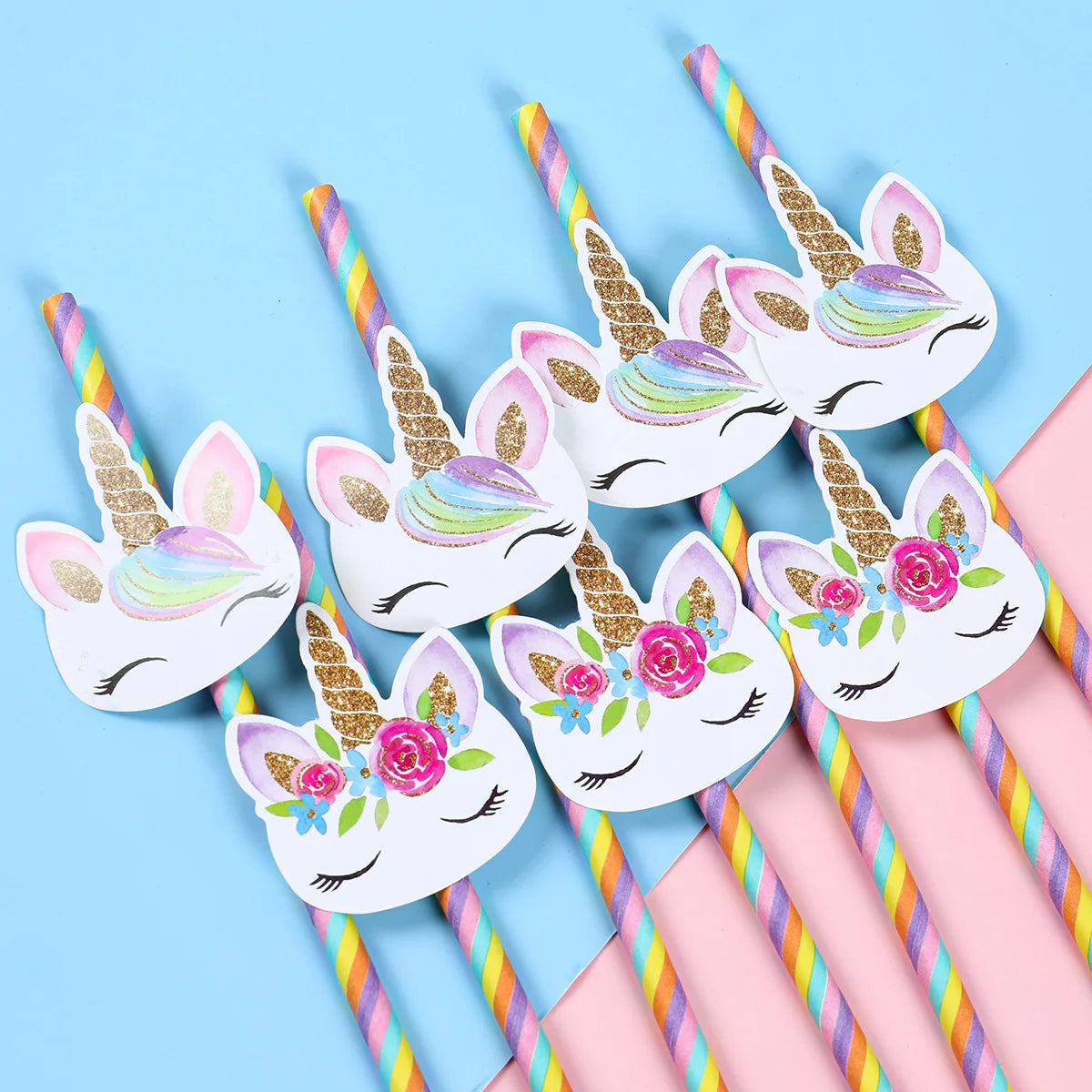 20pcs Unicorn Party Disposable Straws Unicorn Birthday Party Decorations Kids Girl Baby Shower Wedding Pool Party Supplies