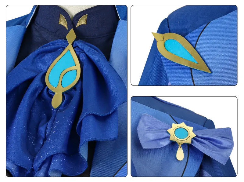 Furina Cosplay Costume Wig Hair Impact Fontaine Focalors with Hat Black Suits High Heel Cosplay Shoes for Women Outfits