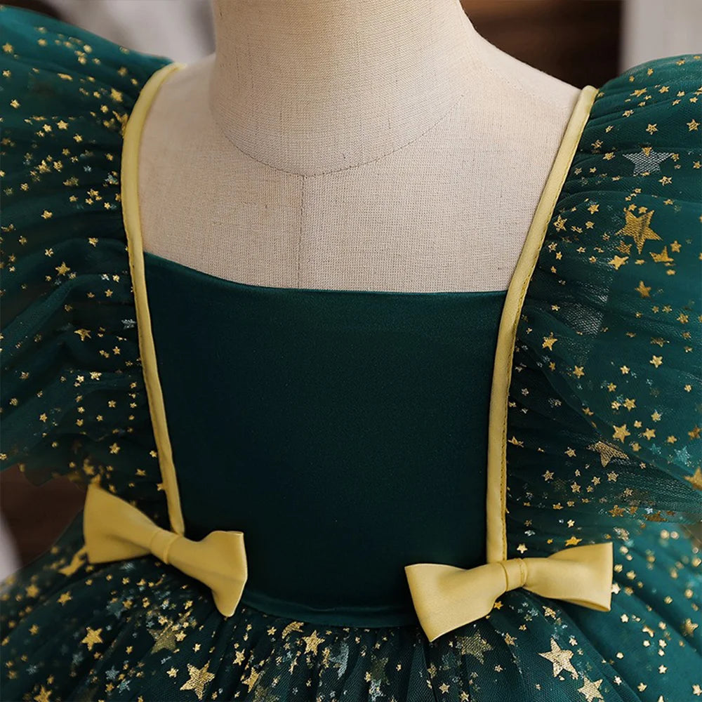 Lilo Stitch Princess Dress for Girls Sequined Star Ruffle Bow Tutu Gown Baby Formal Gala Prom Gown Kids Evening Party Costume