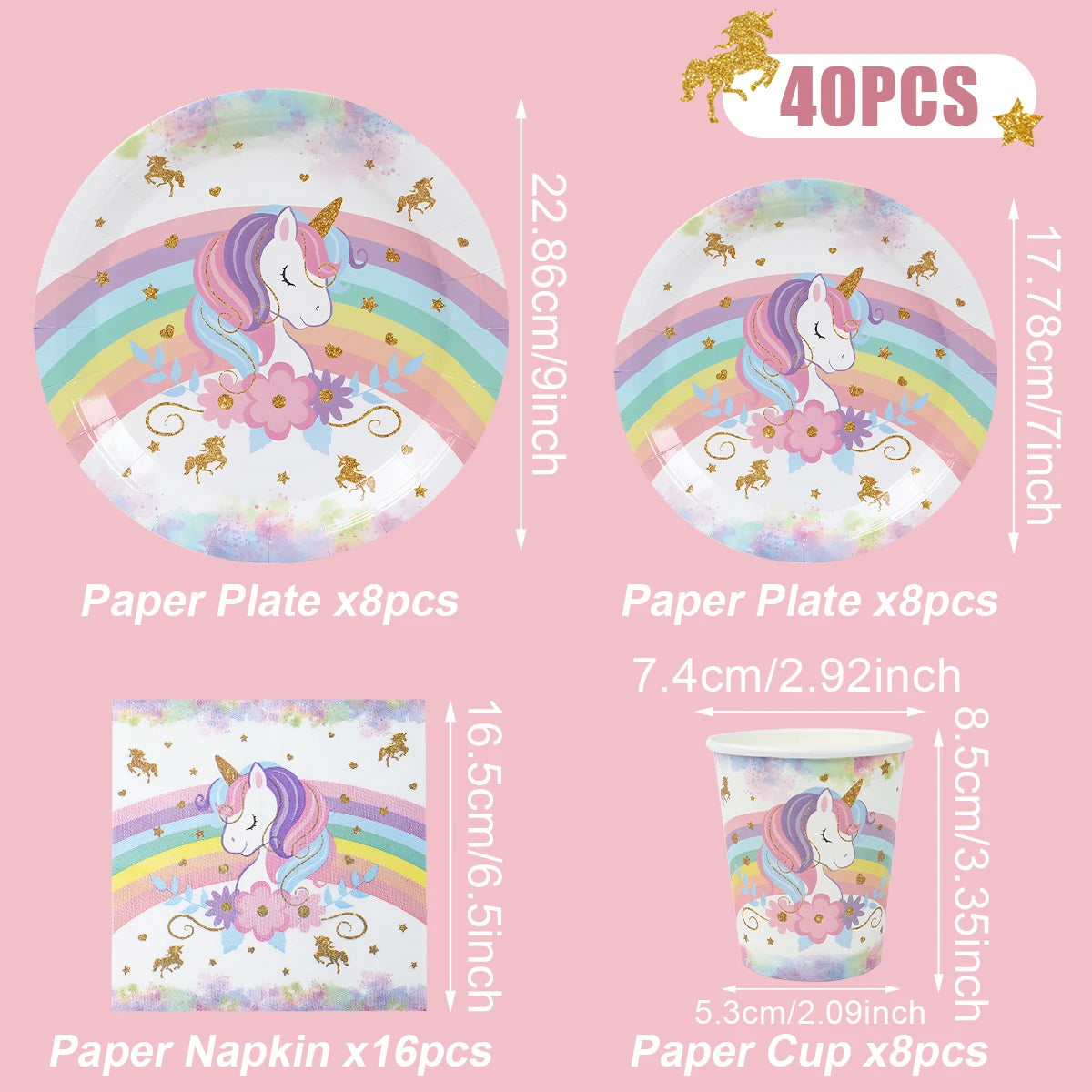 Rainbow Unicorn Disposable Tableware Happy 1st Birthday Party Decorations Kids Favors Gifts Unicorn Baby Shower Girls Supplies