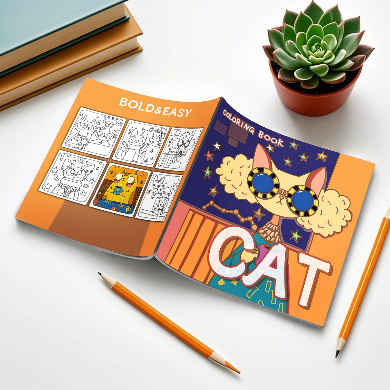 1 pc Cartoon Cat Coloring Book 24 Pages illustration Cute Relax Self-painting Art Colouring Book For Adults And Teens