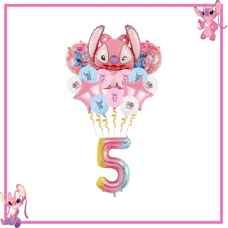 Pink Lilo Stitch Birthday Party Decoration Stitch And Angel Birthday Party Decorations Tableware Plates Balloons Girls Toy Gifts