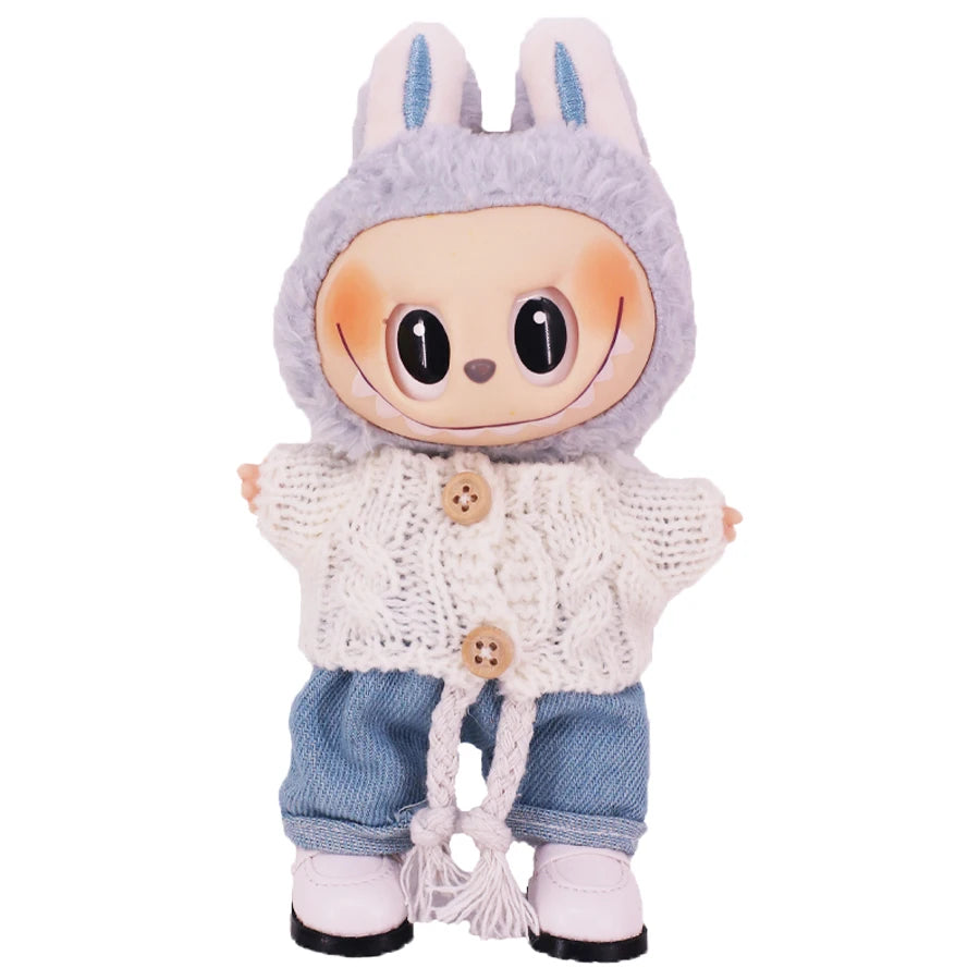 Doll Sweater Pants Shoes set For labubu Clothes 17 cm Doll Accessories,Toys For Girls,Christmas Festival Birthday Present