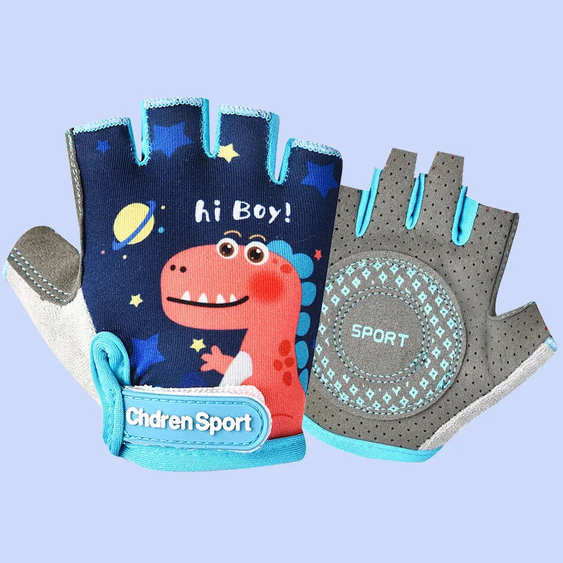 Children's Sports Fingerless Gloves Bicycle Boy Girl Cycling Anti-Wear Kids Roller Skating Training Exercise Protection Gloves