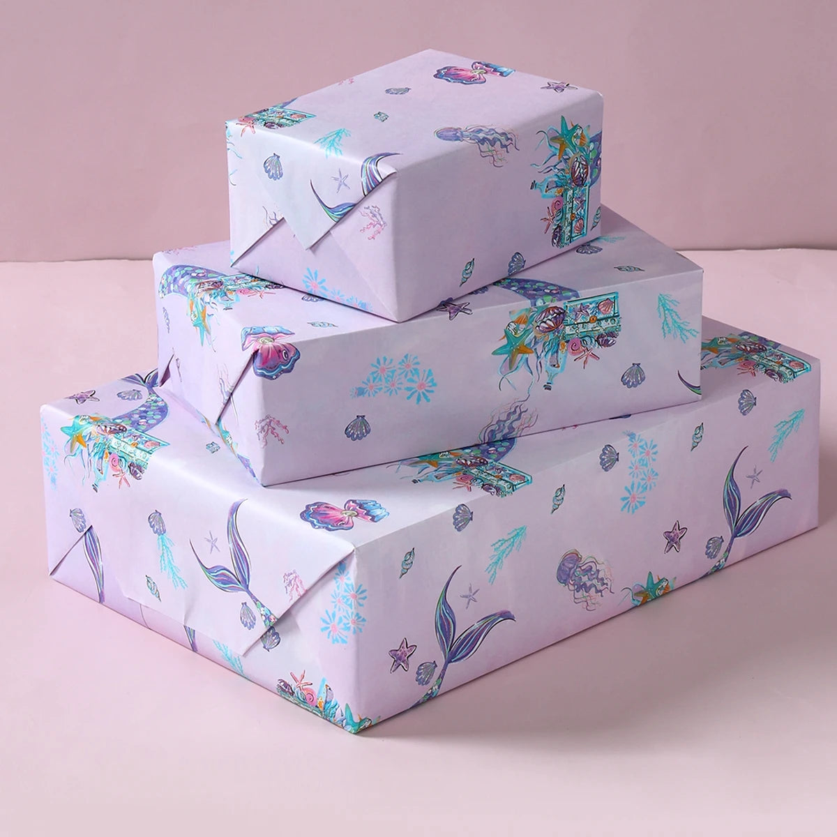 Mermaid DIY Gift Wrapping Paper Mermaid Theme Birthday Party Decor Kids Girl Baby Shower Wedding Party Gift Decor Supplies
