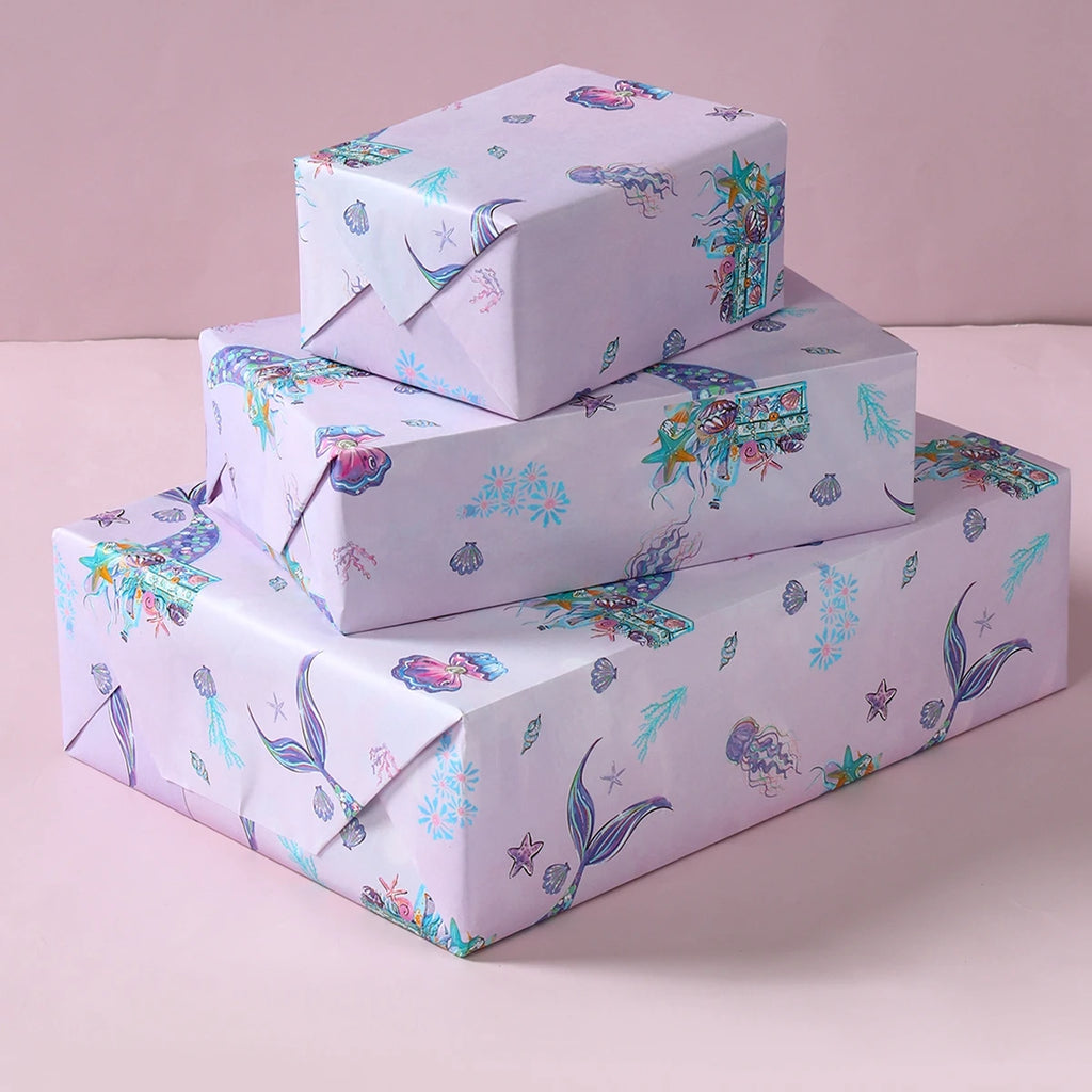Mermaid DIY Gift Wrapping Paper Mermaid Theme Birthday Party Decor Kids Girl Baby Shower Wedding Party Gift Decor Supplies