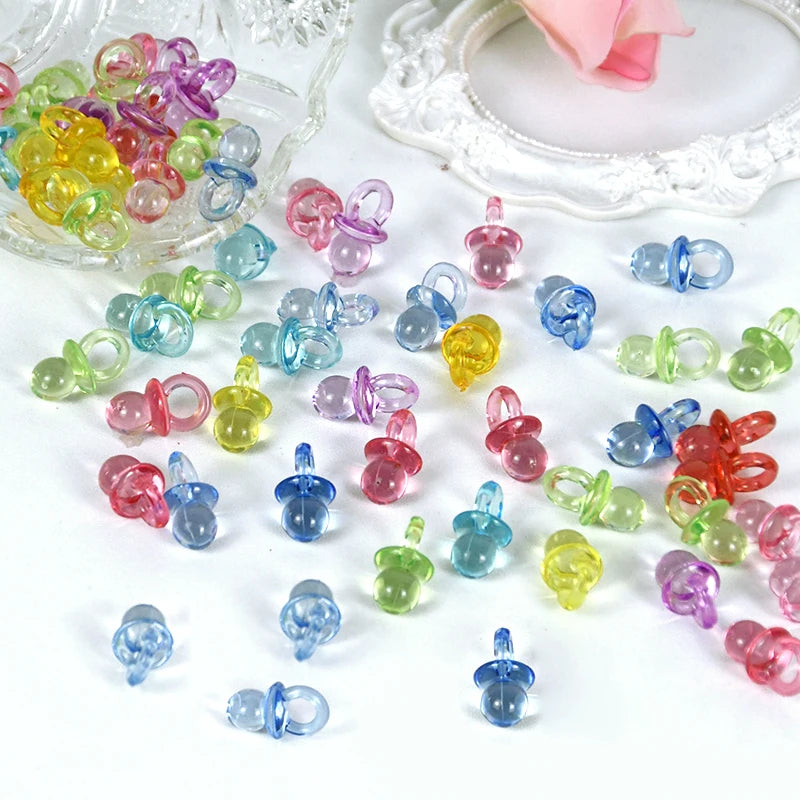 50pcs Mini Acrylic Blue Pink Pacifier Nipple Gender Reveal Table Scatter for Baby Shower Kids Birthday Party Decoration Supplies
