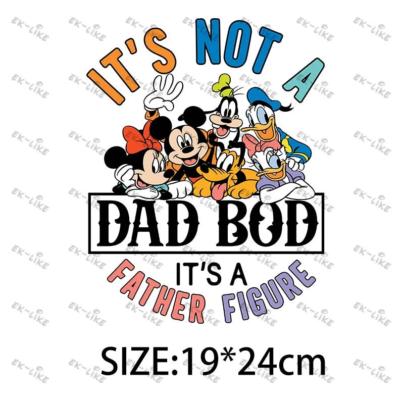 Dad Squad King Lion Toy Story Mickey Stitch Happy Father's Day Iron on Picture on Clothes Strong viscosity Diy Craft