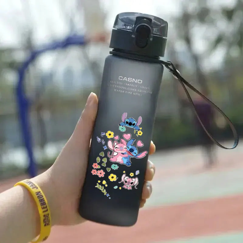 Lilo&Stitch 560/600/400ML Water Cup Children Portable Plastic Transparent Straw Stitch Outdoor Large Capacity Sport Water Bottle