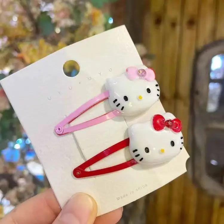 2PCS Girl Hair Clip Kawaii Cartoon BB Hair Clip Girl Hairs Accessories Headwear Bangs Clip Bow HairClips Gift Festival gifts